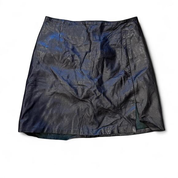 Vintage grunge whimsigoth black leather mini skirt womens size XS 24" waist - Picture 1 of 8